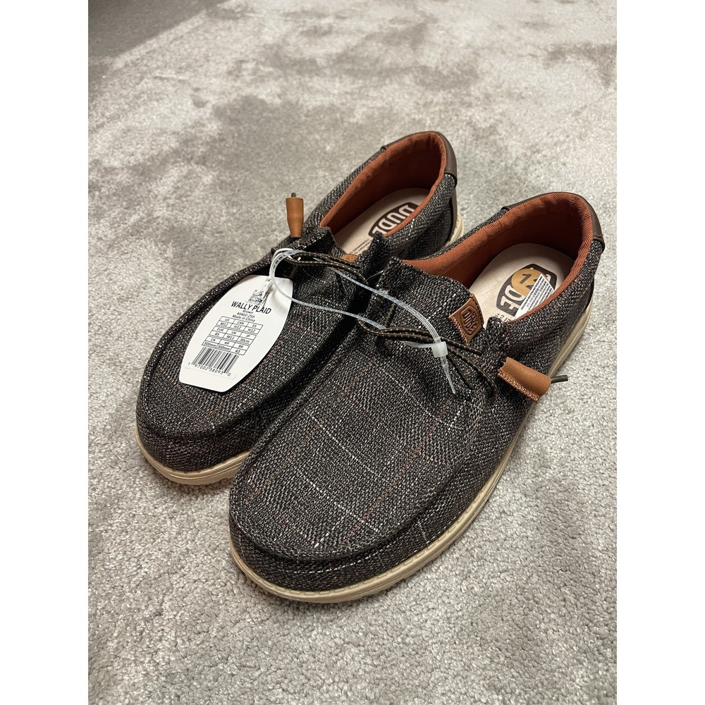 Hey Dude Wally Plaid Men's Brown Slip On Casual Loafers Shoes Size 12